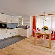 Modern kitchen with dining area