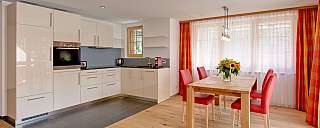 Modern kitchen with dining area