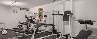Modern fitness equipment in the room
